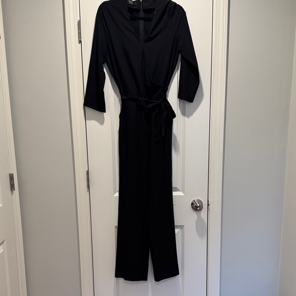 Brass Pants - Elegant Black Jumpsuit with Tie Waist